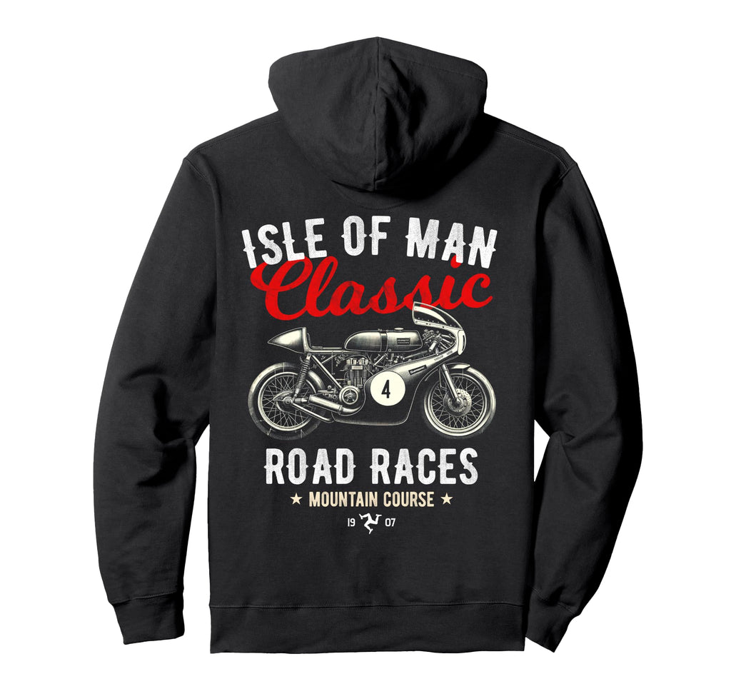 Isle Races Motorbike Race Hoodie - Minimalist Print for Adults - T-Shirt, Sweatshirt, Hoodie