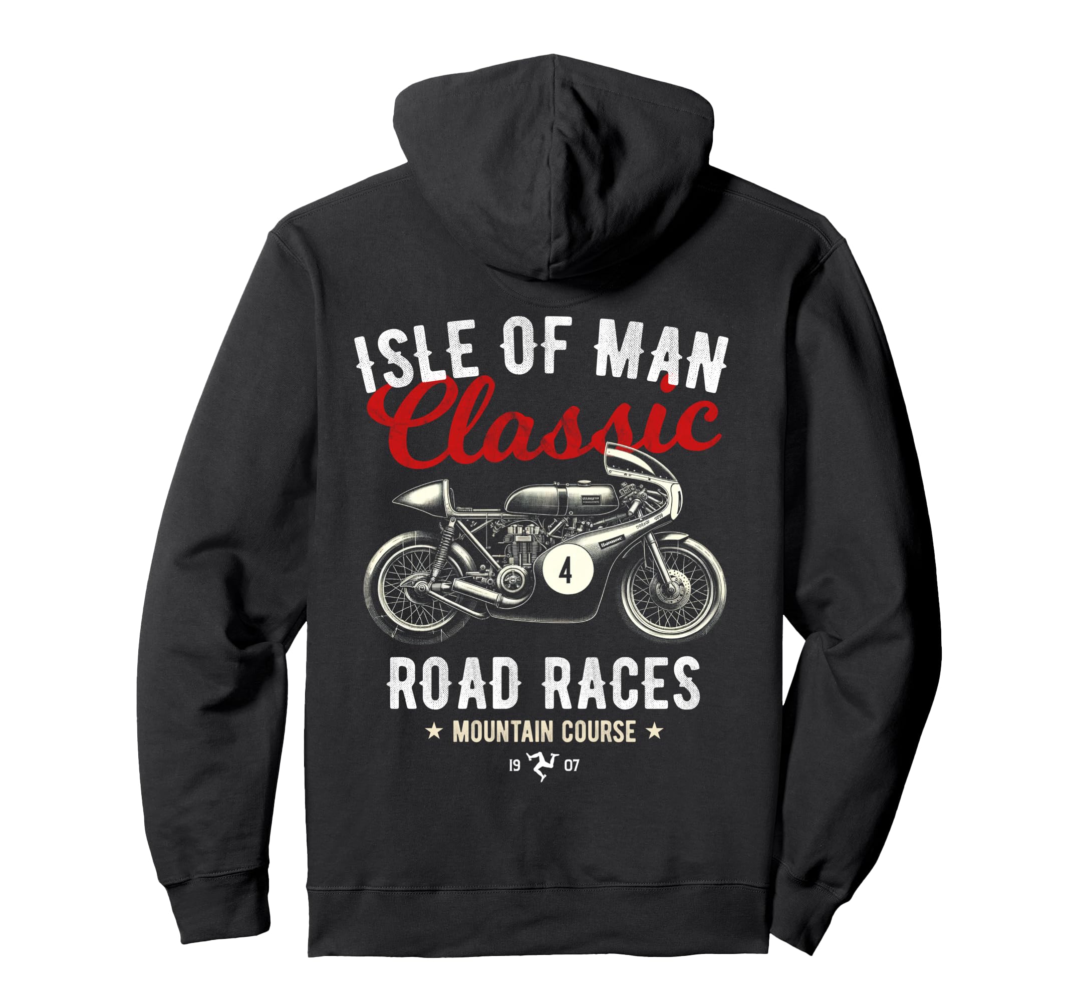Isle Races Motorbike Race Hoodie - Minimalist Print for Adults - T-Shirt, Sweatshirt, Hoodie