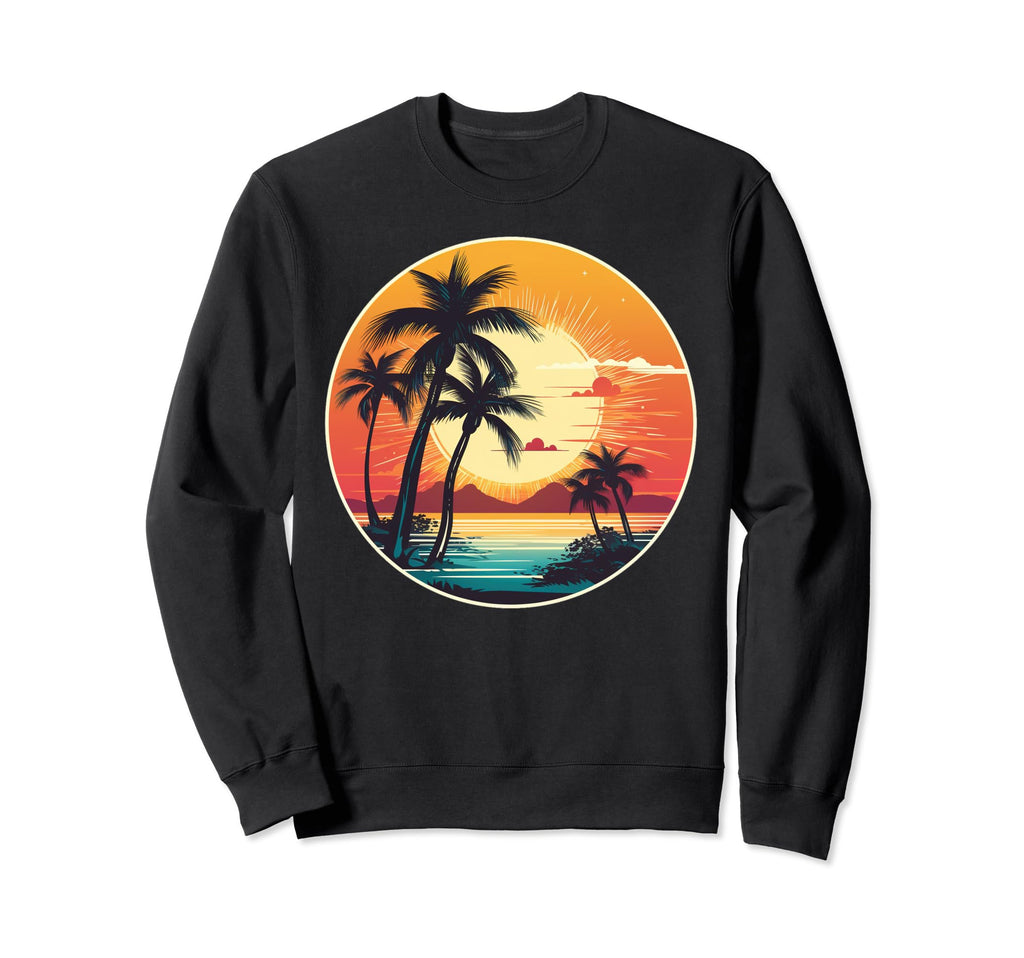 Summer Palm Tree Tropical Beach Sweatshirt - Custom Art Print for Adults - T-Shirt, Sweatshirt, Hoodie