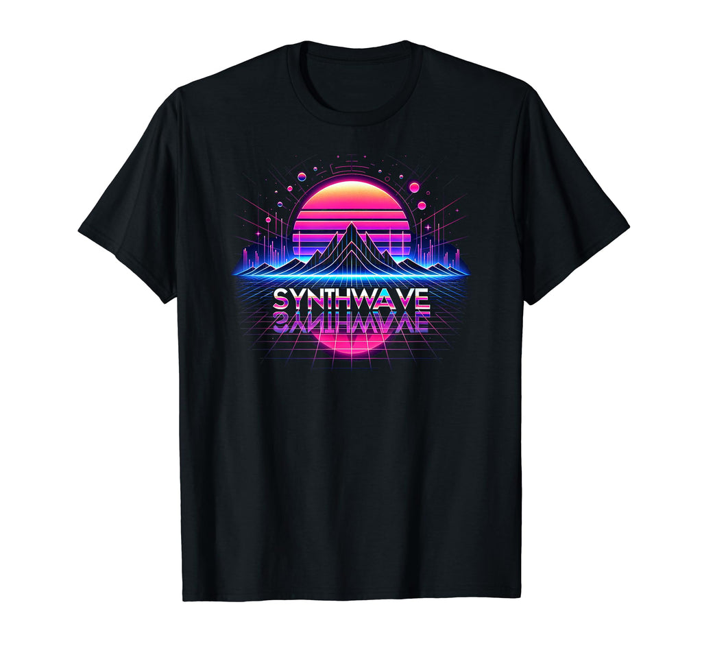 Synthwave Mountain Sunset T-Shirt - Trendy Graphic Unisex - T-Shirt, Sweatshirt, Hoodie