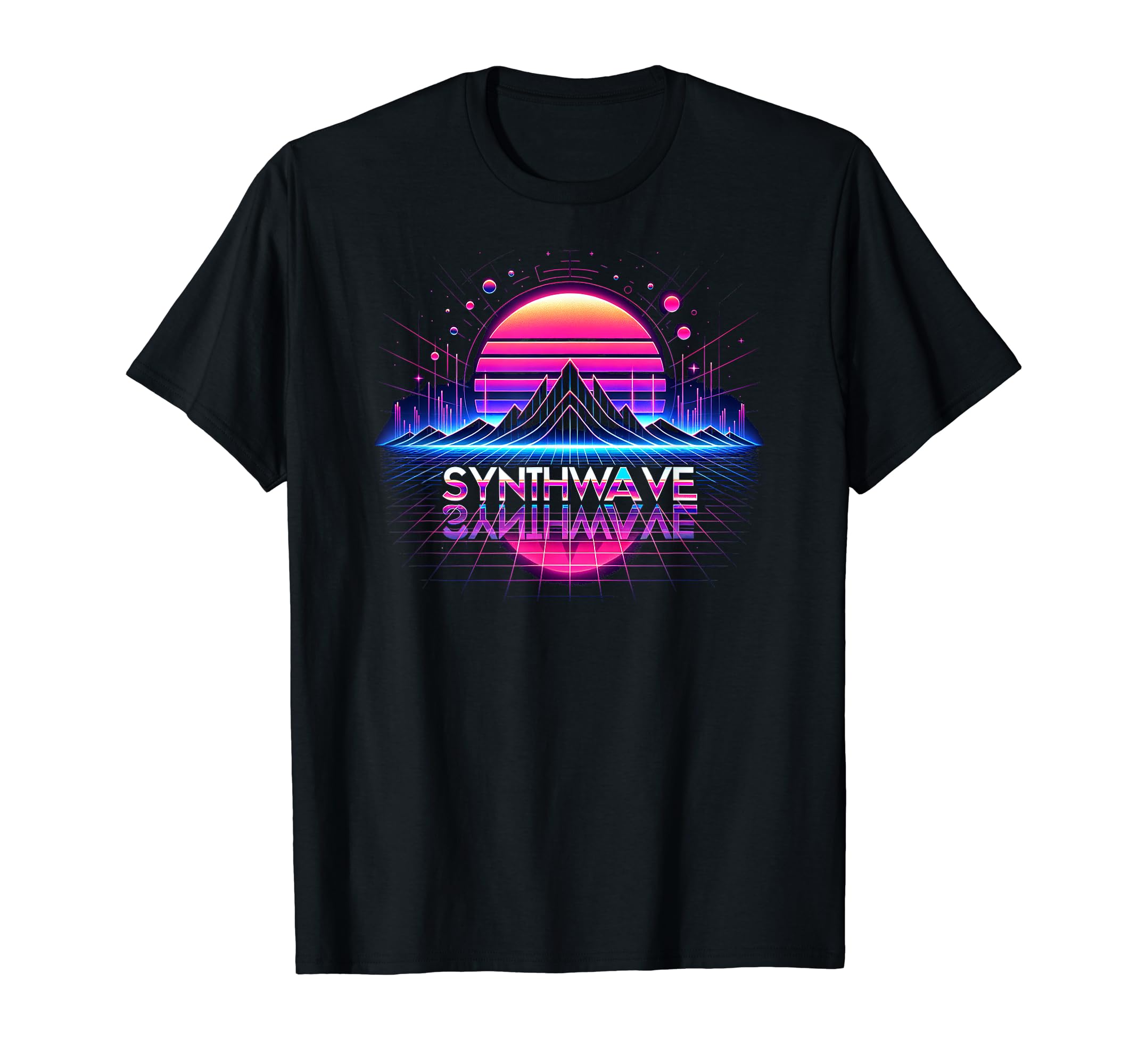 Synthwave Mountain Sunset T-Shirt - Trendy Graphic Unisex - T-Shirt, Sweatshirt, Hoodie