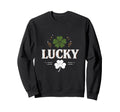 Lucky Typography Clover Sweatshirt - Novelty Apparel for Adults - T-Shirt, Sweatshirt, Hoodie