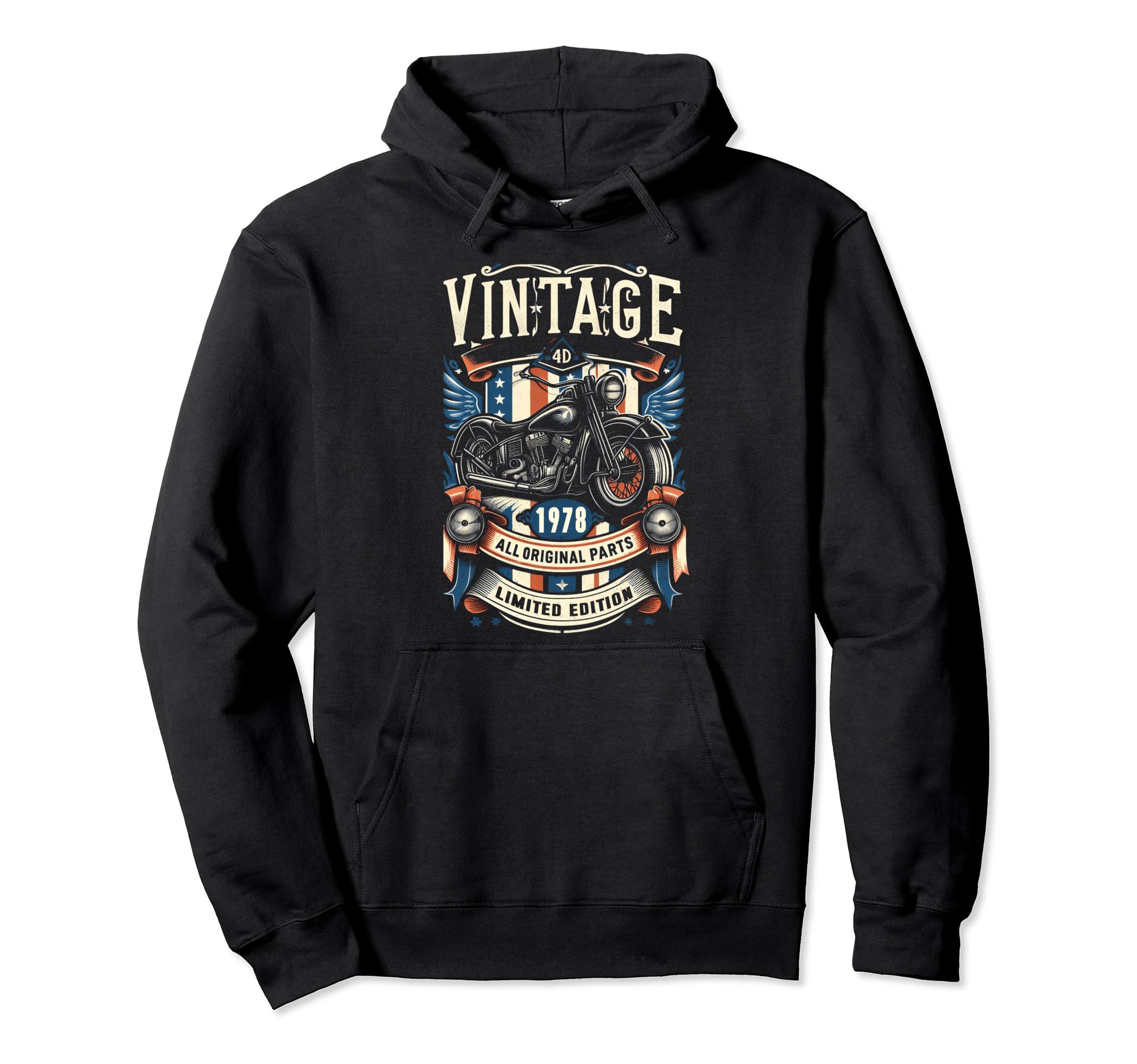 1978 Born 1978 46Th Birthday Motorcycle Hoodie - Unique Graphic Unisex - T-Shirt, Sweatshirt, Hoodie