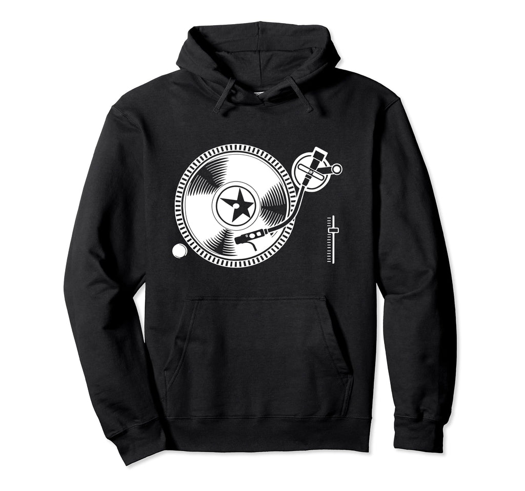 Dj Disc Jockey Vinyl Record Player Hoodie - Novelty Apparel for Adults - T-Shirt, Sweatshirt, Hoodie