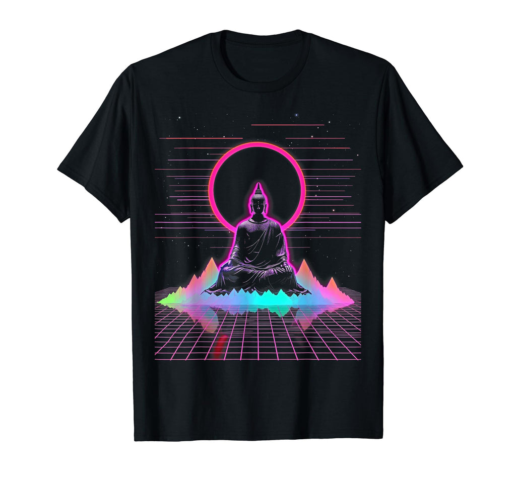 Synthwave Alien Buddha Cyberpunk T-Shirt - Fun Novelty Design for Adults - T-Shirt, Sweatshirt, Hoodie