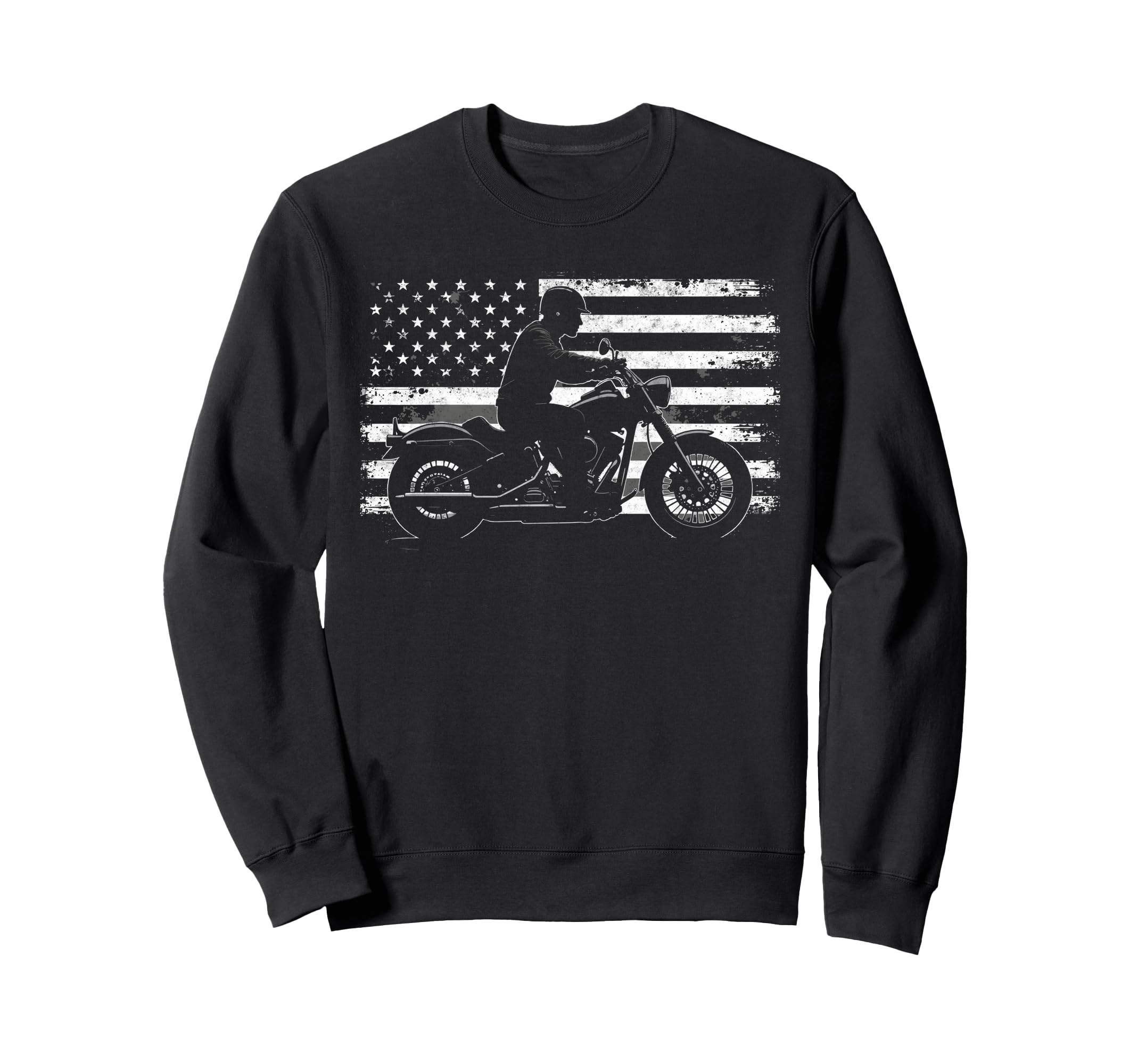 Us Flag Biker Riding Lover Sweatshirt - Minimalist Print Men Women - T-Shirt, Sweatshirt, Hoodie