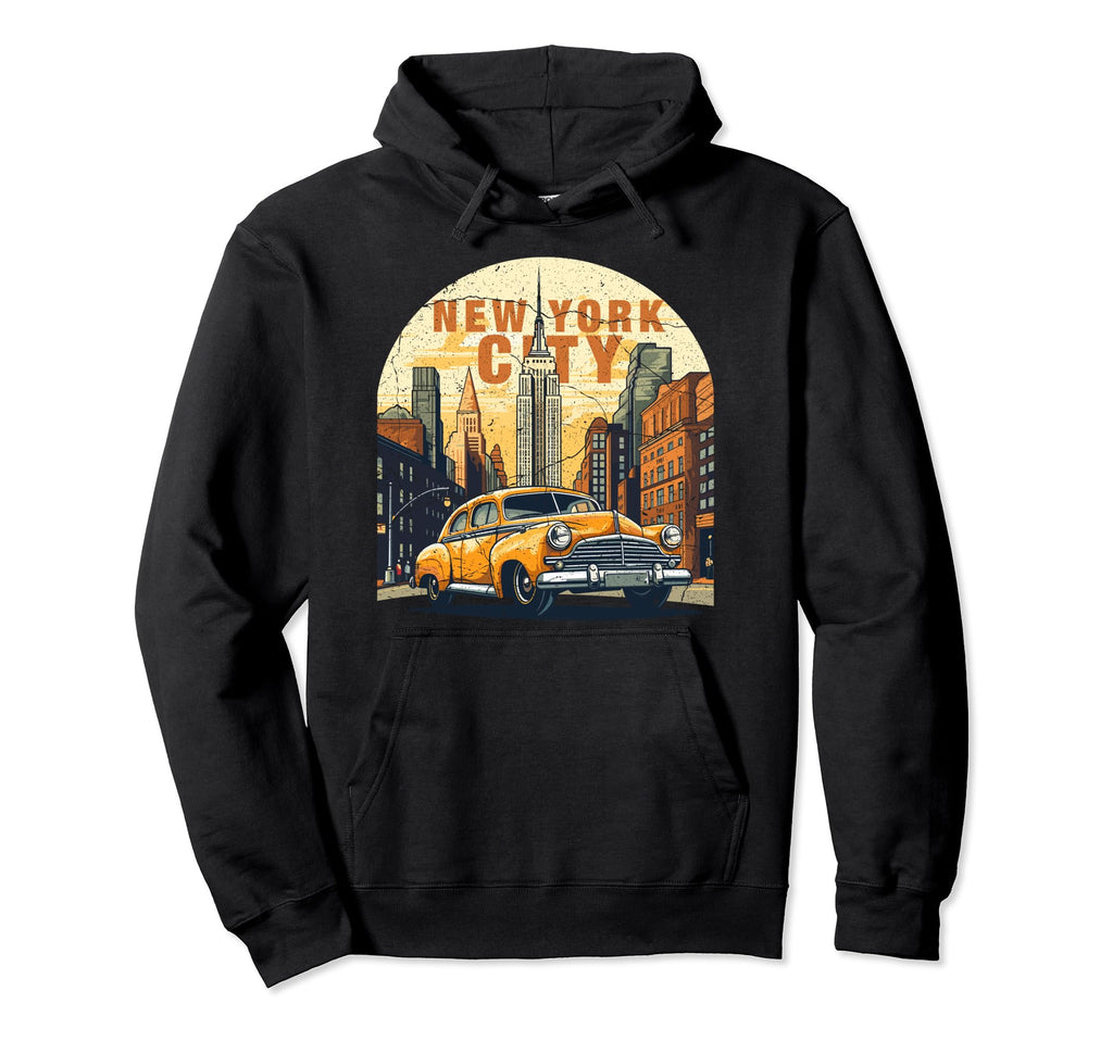 Yellow Nyc Taxi Urban Typography Art Hoodie - Custom Art Print Men Women - T-Shirt, Sweatshirt, Hoodie