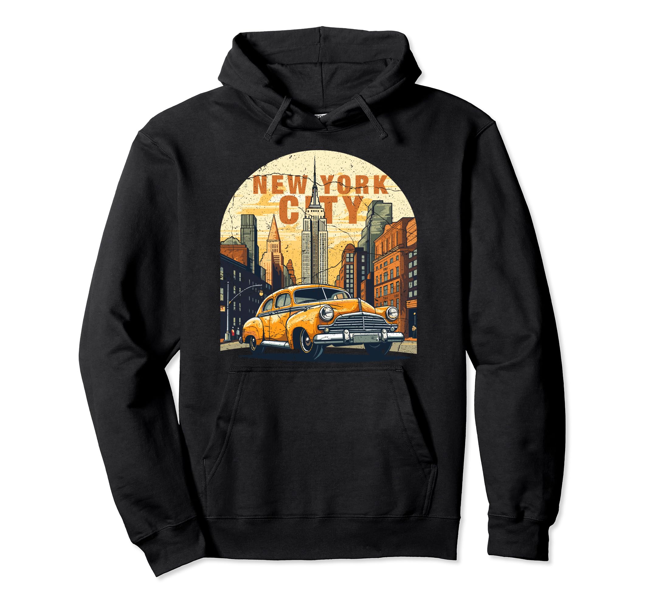 Yellow Nyc Taxi Urban Typography Art Hoodie - Custom Art Print Men Women - T-Shirt, Sweatshirt, Hoodie