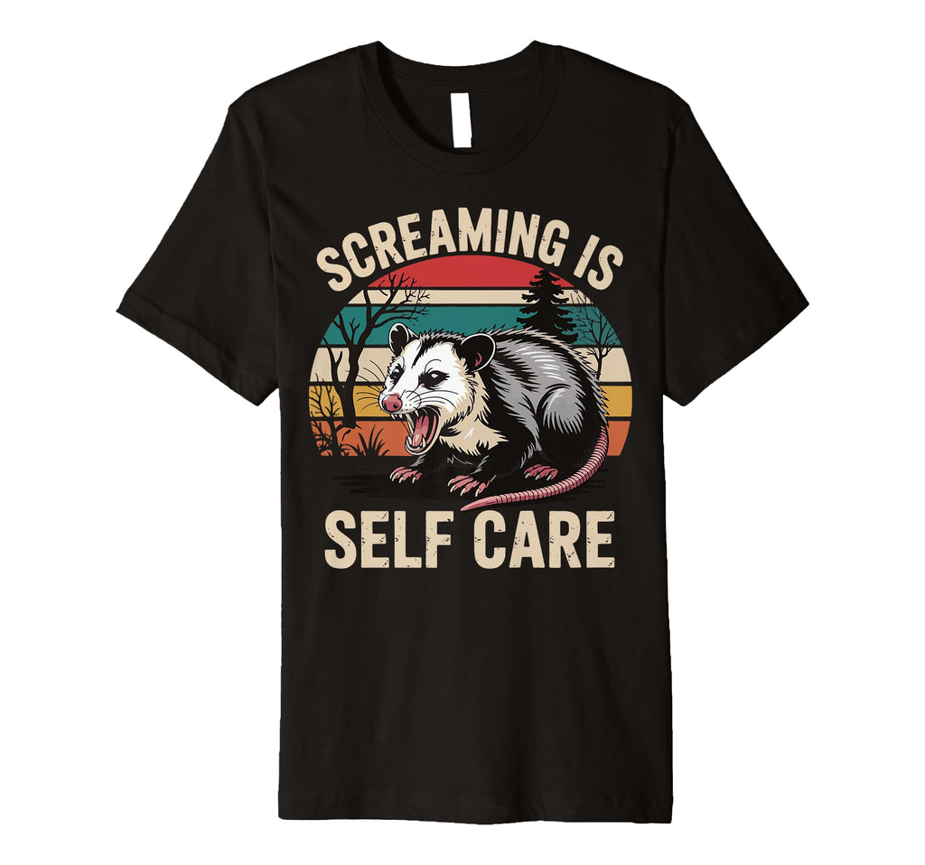 Opossum Therapeutic Screaming Stress Hoodie - Aesthetic Graphic for Adults - T-Shirt, Sweatshirt, Hoodie