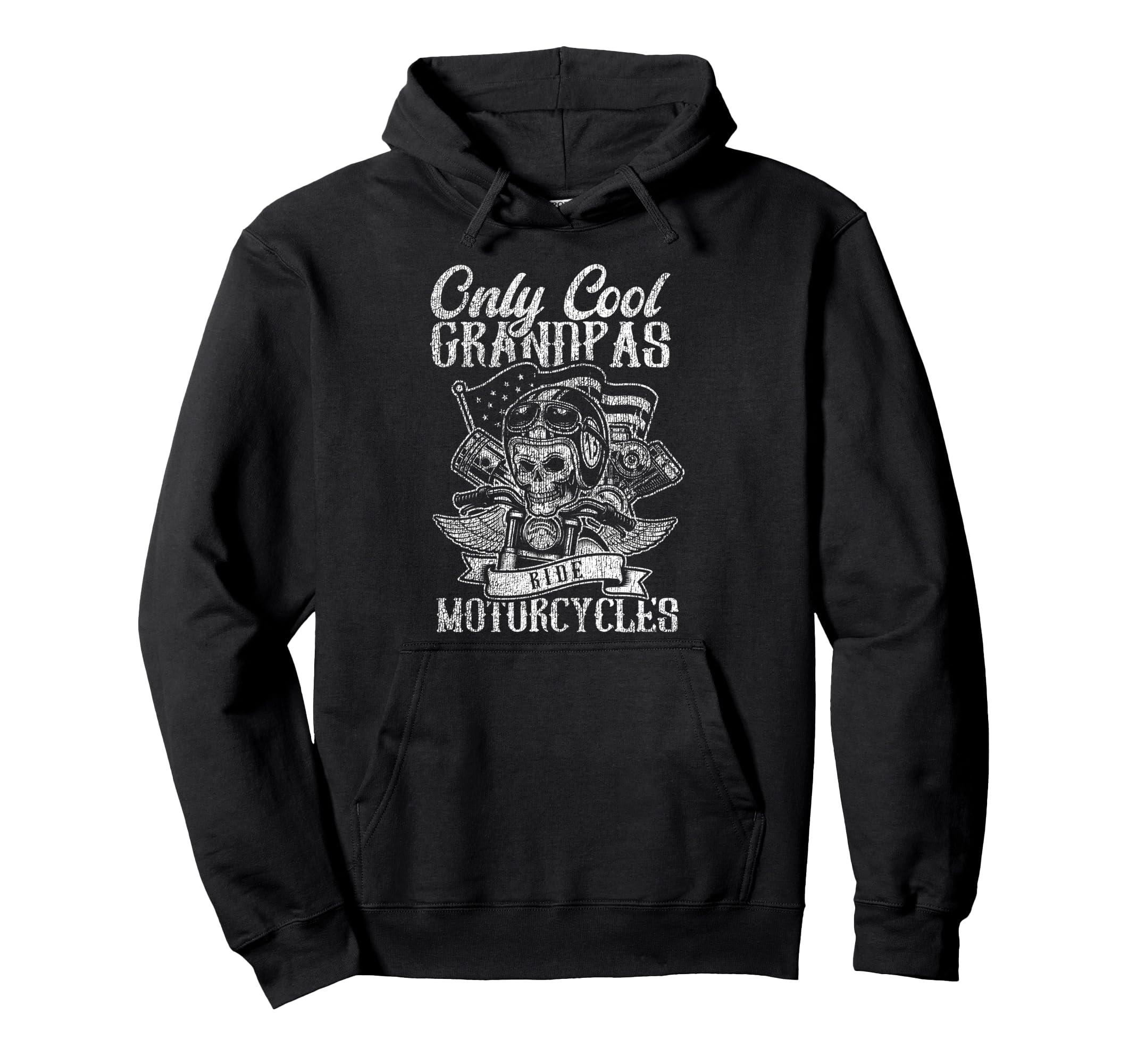 Motorcycle Biker Grandpa Only Grandpas Hoodie - Minimalist Print Unisex - T-Shirt, Sweatshirt, Hoodie