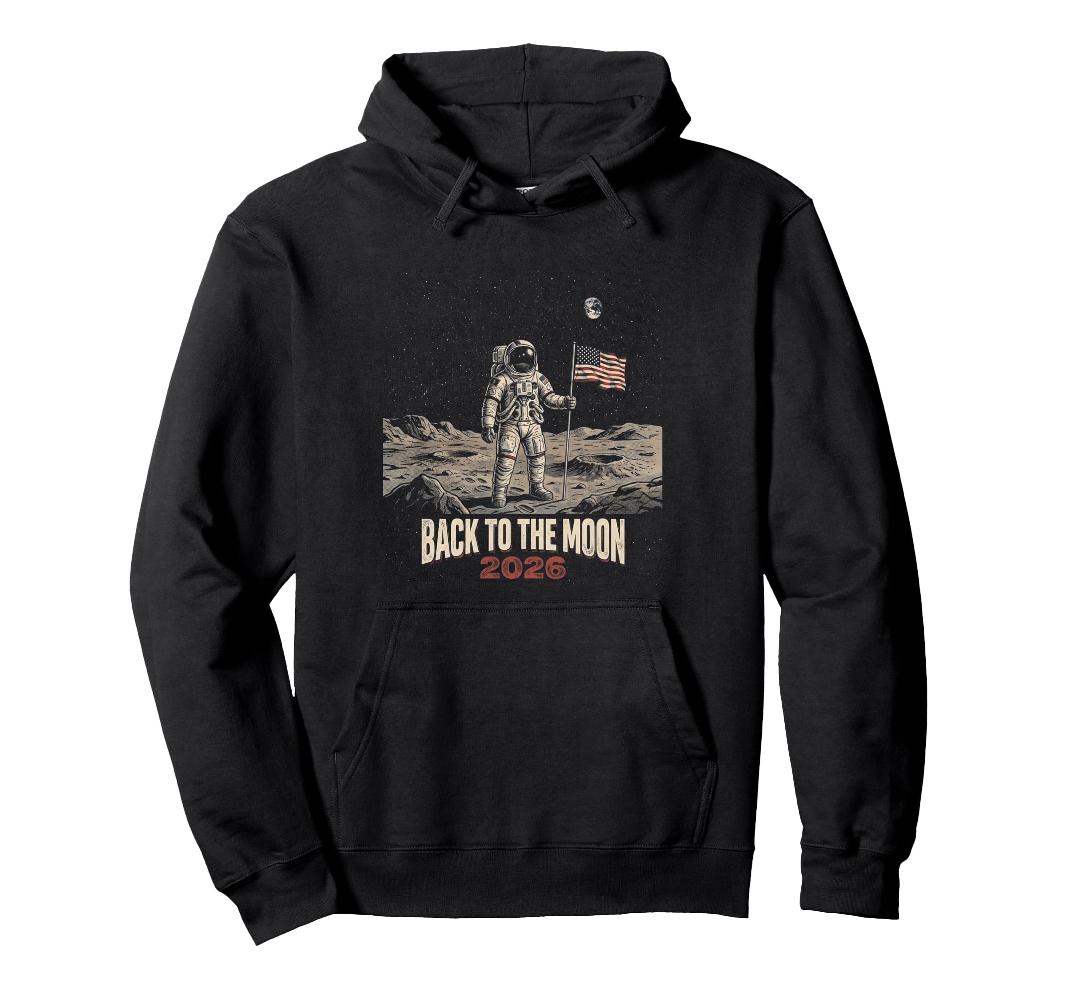 Back To Moon 2026 Funny Astronaut Space Hoodie - Graphic Print for Adults - T-Shirt, Sweatshirt, Hoodie