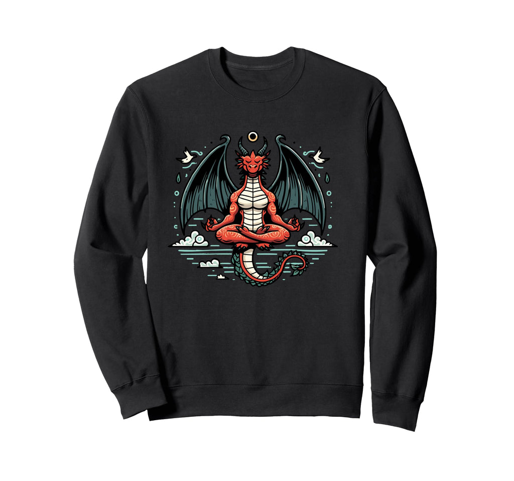 Meditation Dragon Yoga Pose Relaxing Sweatshirt - Graphic Print Men Women - T-Shirt, Sweatshirt, Hoodie