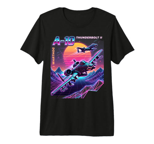 10 Warthog Jet Airplane 80S Synth Wave T-Shirt - Streetwear Style Unisex - T-Shirt, Sweatshirt, Hoodie