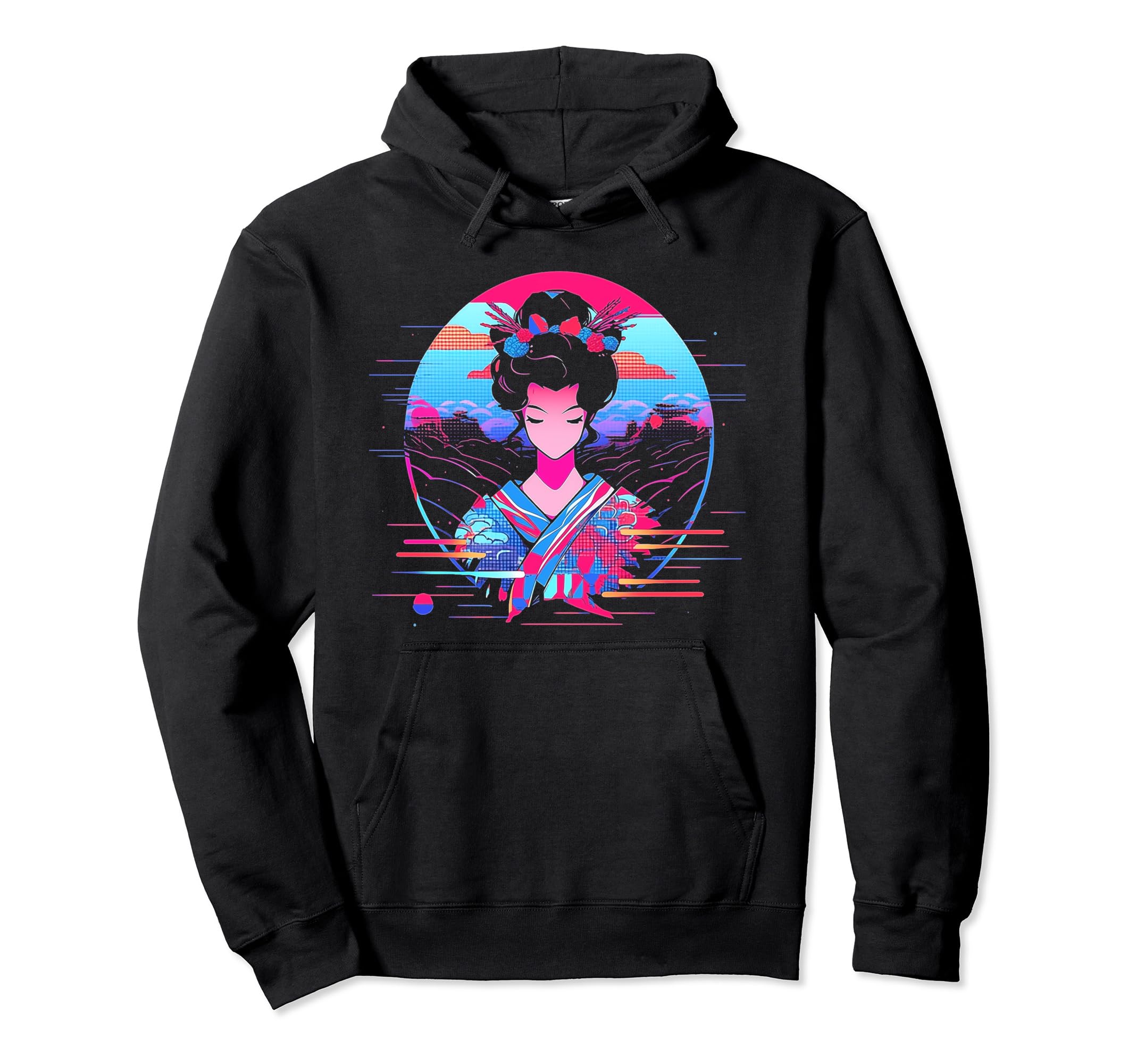 Vaporwave Geisha 80S Synthwave 27 Hoodie - Custom Art Print for Adults - T-Shirt, Sweatshirt, Hoodie