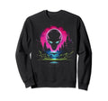 Synthwave Alien Cyberpunk 80S Sweatshirt - Fun Novelty Design for Adults - T-Shirt, Sweatshirt, Hoodie