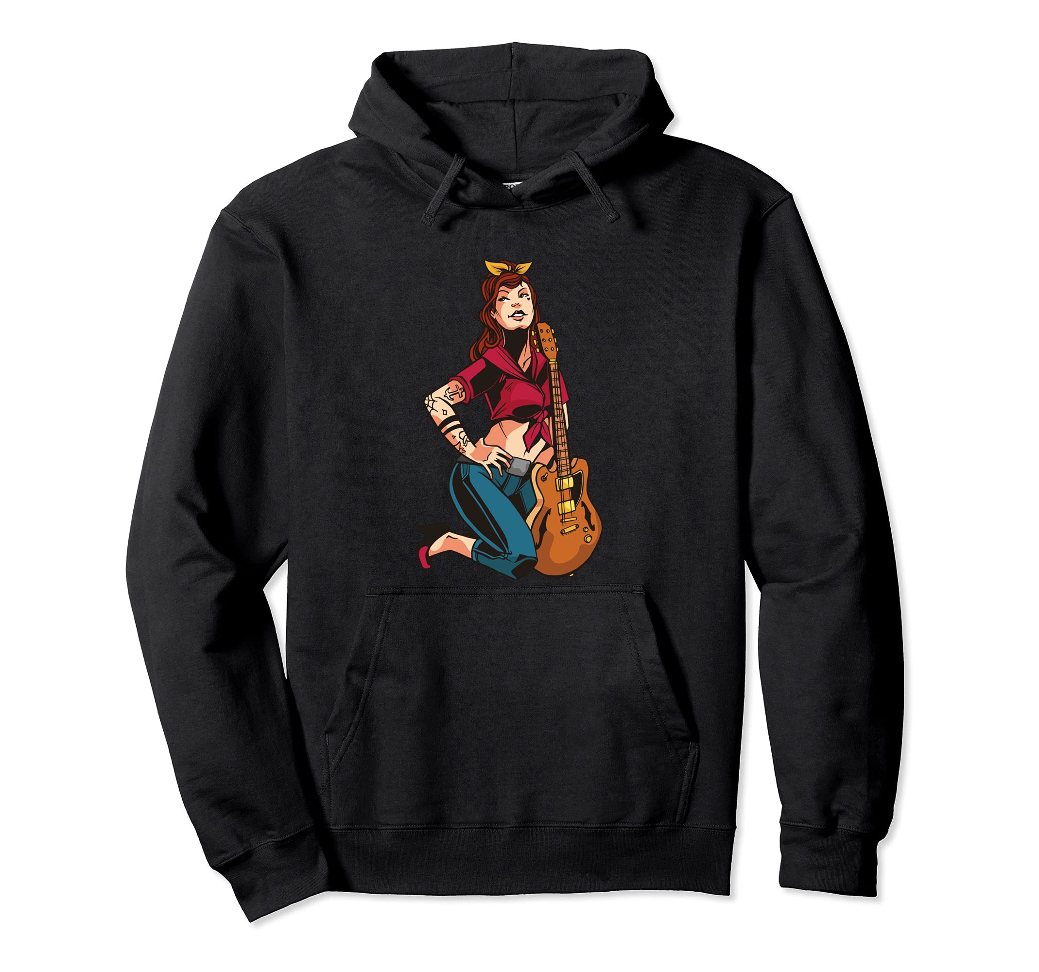 Rock And Roll Pin Up Hoodie - Trendy Graphic Unisex - T-Shirt, Sweatshirt, Hoodie