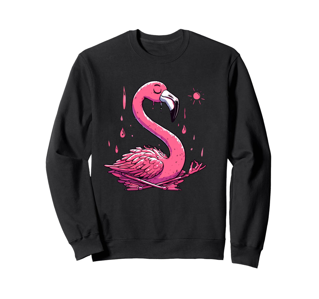 Meditation Flamingo Yoga Pose Relaxing Sweatshirt - Trendy Graphic Unisex - T-Shirt, Sweatshirt, Hoodie
