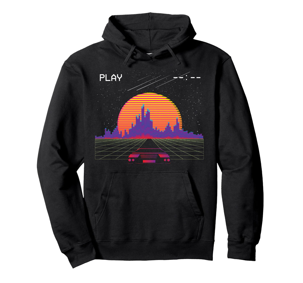 Fast Car Retrowave Synthwave Outrun Hoodie - Unique Graphic Men Women - T-Shirt, Sweatshirt, Hoodie