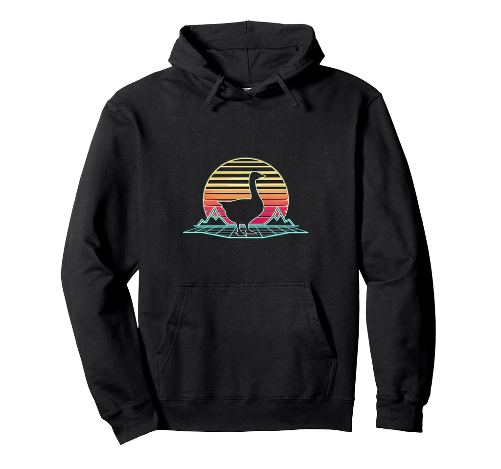Goose Sunset Synthwave Animal Lover Art Hoodie - Custom Art Print Unisex - T-Shirt, Sweatshirt, Hoodie