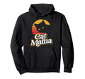 Cat Mama Eighties Cat Distressed Hoodie - Novelty Apparel Unisex - T-Shirt, Sweatshirt, Hoodie