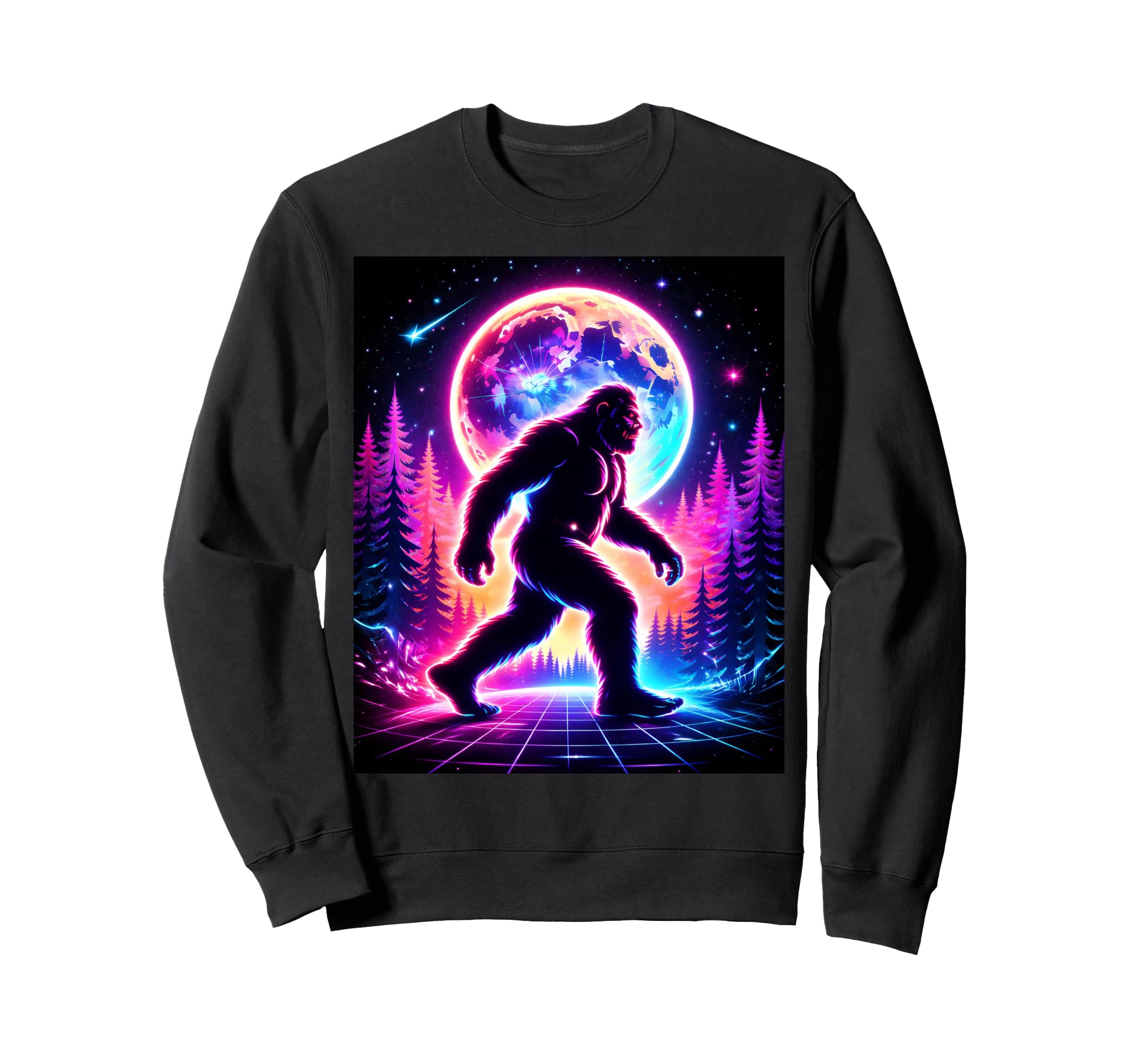 Sasquatch Bigfoot Vaporwave Sweatshirt - Fun Novelty Design for Adults - T-Shirt, Sweatshirt, Hoodie