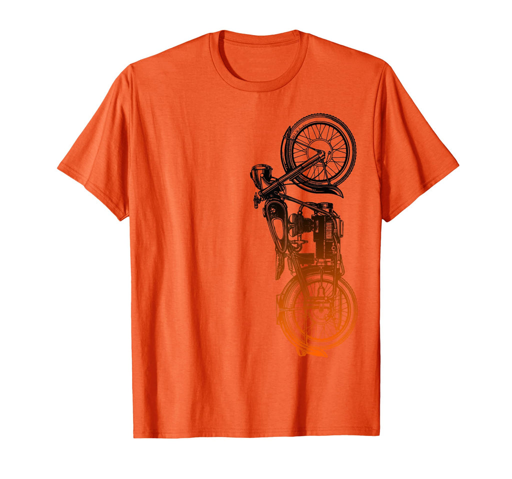 Black Motorcycle Orange Ombre T-Shirt - Custom Art Print Men Women - T-Shirt, Sweatshirt, Hoodie