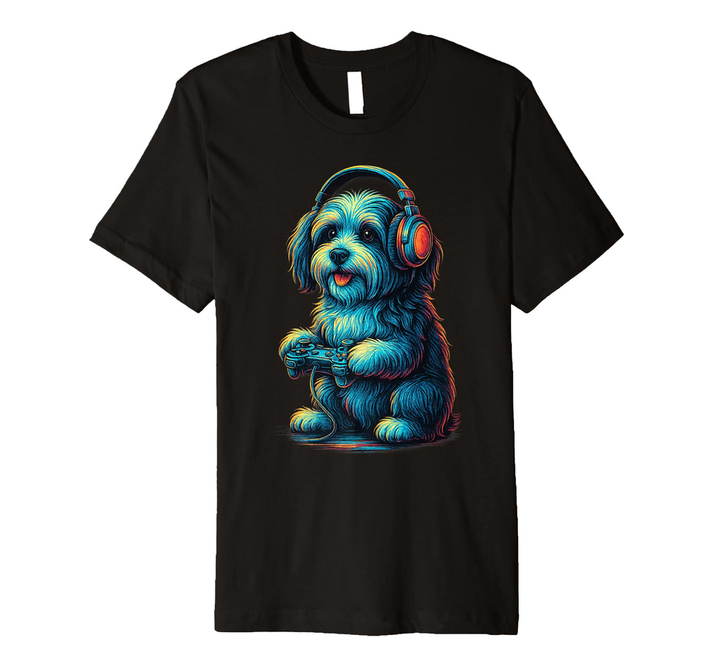 Havanese Dog Gamer Gaming Dog Lover T-Shirt - Minimalist Print for Adults - T-Shirt, Sweatshirt, Hoodie