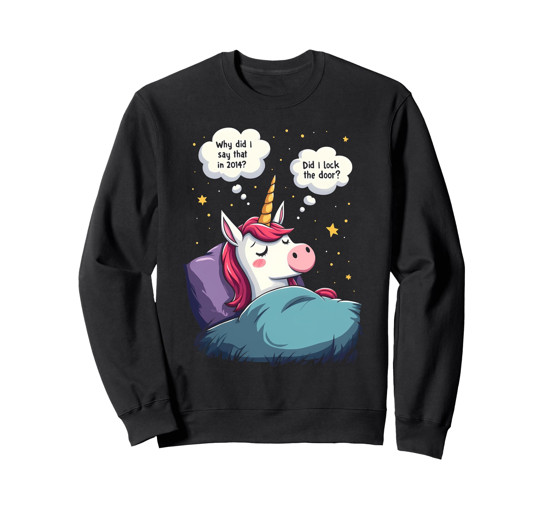 Unicorn Overthinking Funny Sleep Sweatshirt - Novelty Apparel for Adults - T-Shirt, Sweatshirt, Hoodie