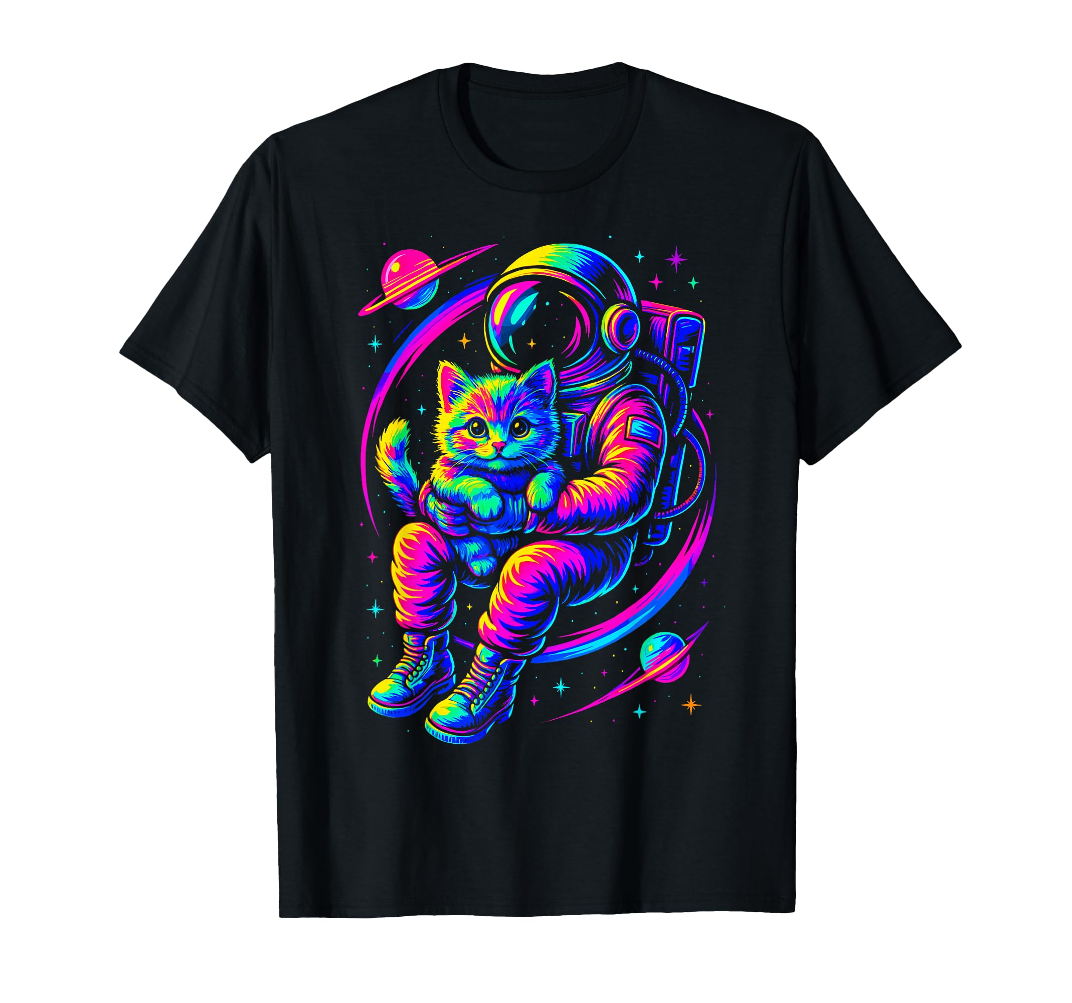 Vaporwave Astronaut Cat Space Synthwave T-Shirt - Graphic Print for Adults - T-Shirt, Sweatshirt, Hoodie