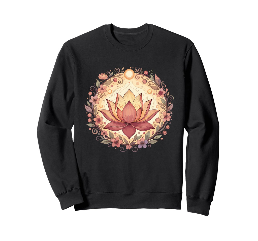 Boho Lotus Flower Mandala Yoga Sweatshirt - Custom Art Print for Adults - T-Shirt, Sweatshirt, Hoodie