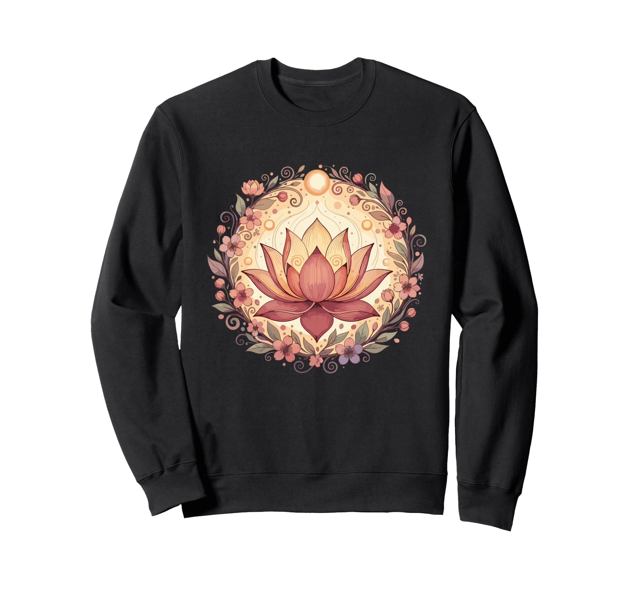 Boho Lotus Flower Mandala Yoga Sweatshirt - Custom Art Print for Adults - T-Shirt, Sweatshirt, Hoodie