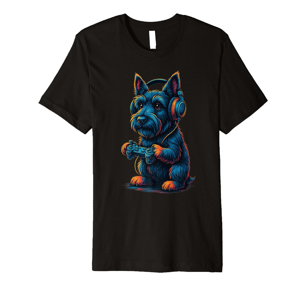 Scottish Terrier Gamer Gaming Dog T-Shirt - Minimalist Print for Adults - T-Shirt, Sweatshirt, Hoodie