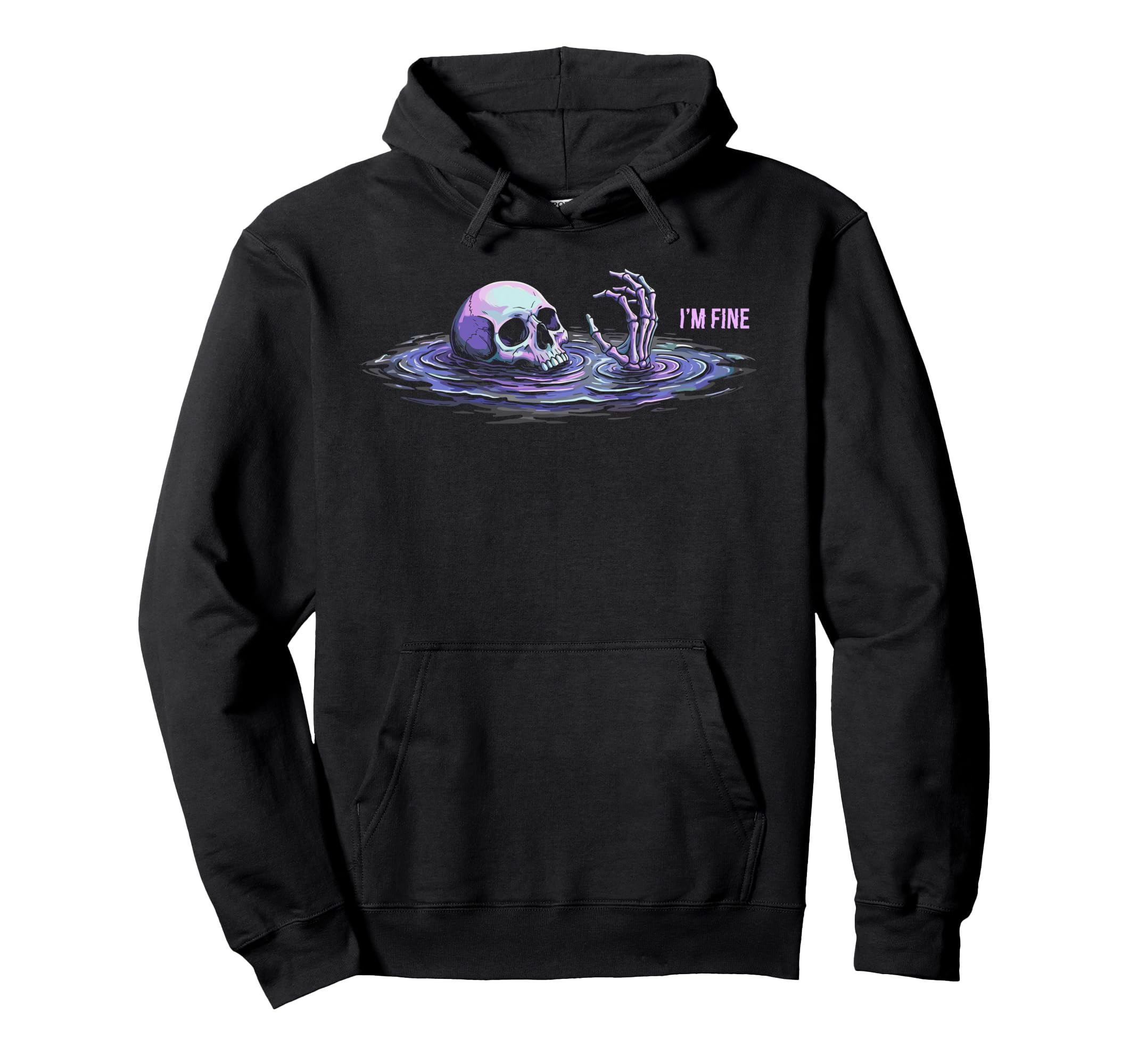 Sarcastic Im Fine Dark Drowning Hoodie - Fun Novelty Design for Adults - T-Shirt, Sweatshirt, Hoodie