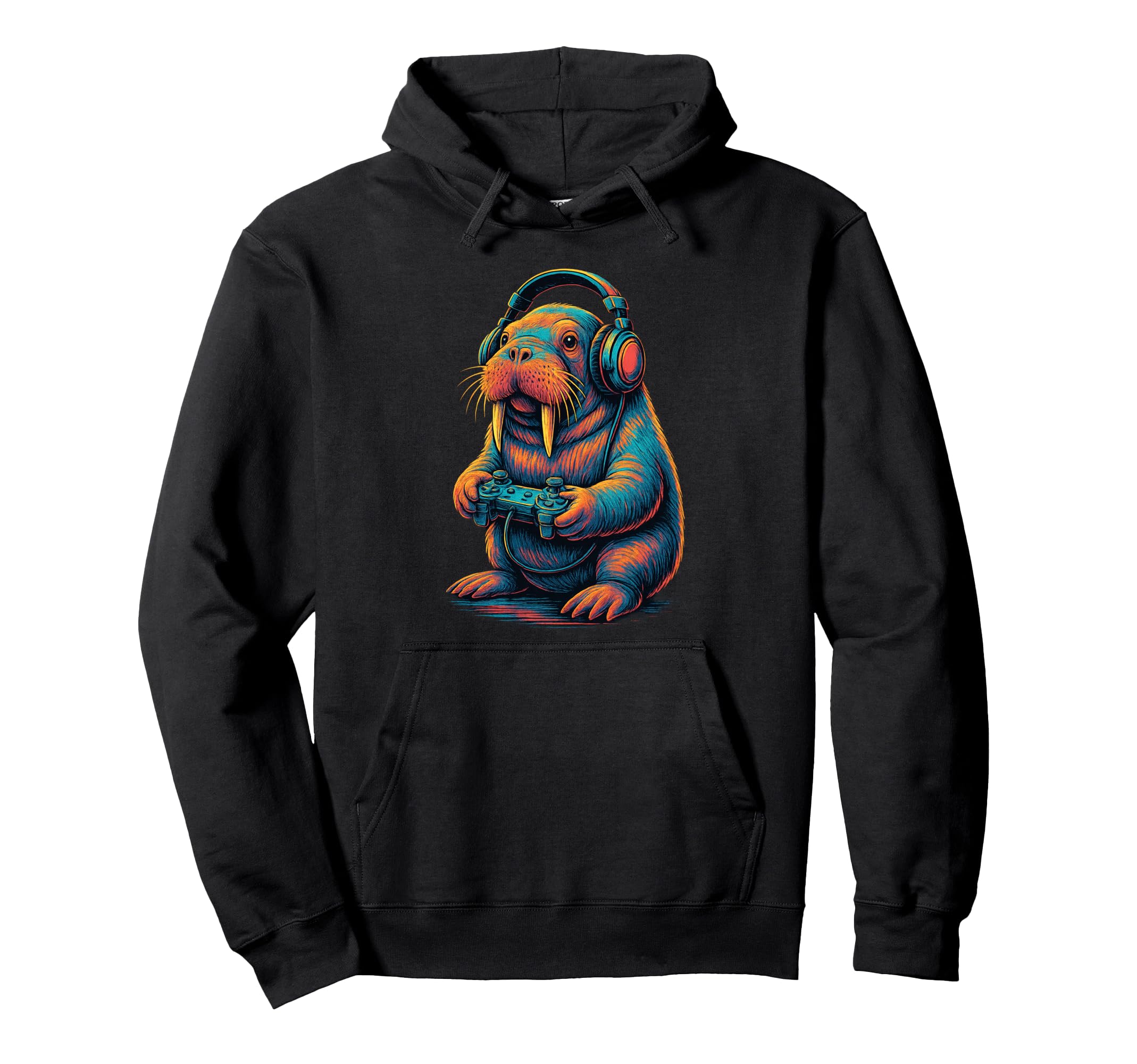 Walrus Gamer Gaming Animal Lover Hoodie - Casual Everyday Wear Men Women - T-Shirt, Sweatshirt, Hoodie