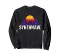 Synthwave Sunset Over Mountains Sweatshirt - Fun Novelty Design Men Women - T-Shirt, Sweatshirt, Hoodie