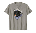 Funny Cowboy Pug Drawing Black T-Shirt - Unique Graphic for Adults - T-Shirt, Sweatshirt, Hoodie