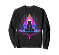 Synthwave Cat Samurai Mediation Sweatshirt - Casual Everyday Wear Unisex - T-Shirt, Sweatshirt, Hoodie