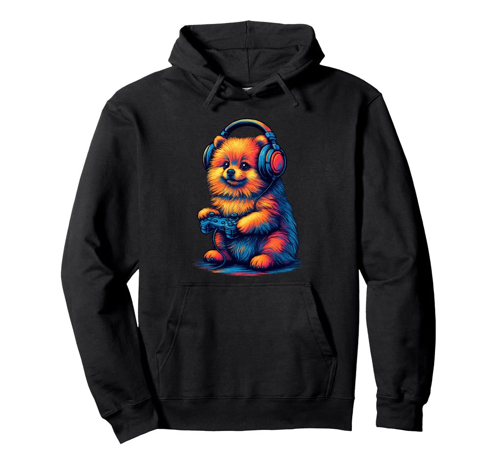 Pomeranian Gamer Gaming Dog Lover Hoodie - Streetwear Style Unisex - T-Shirt, Sweatshirt, Hoodie
