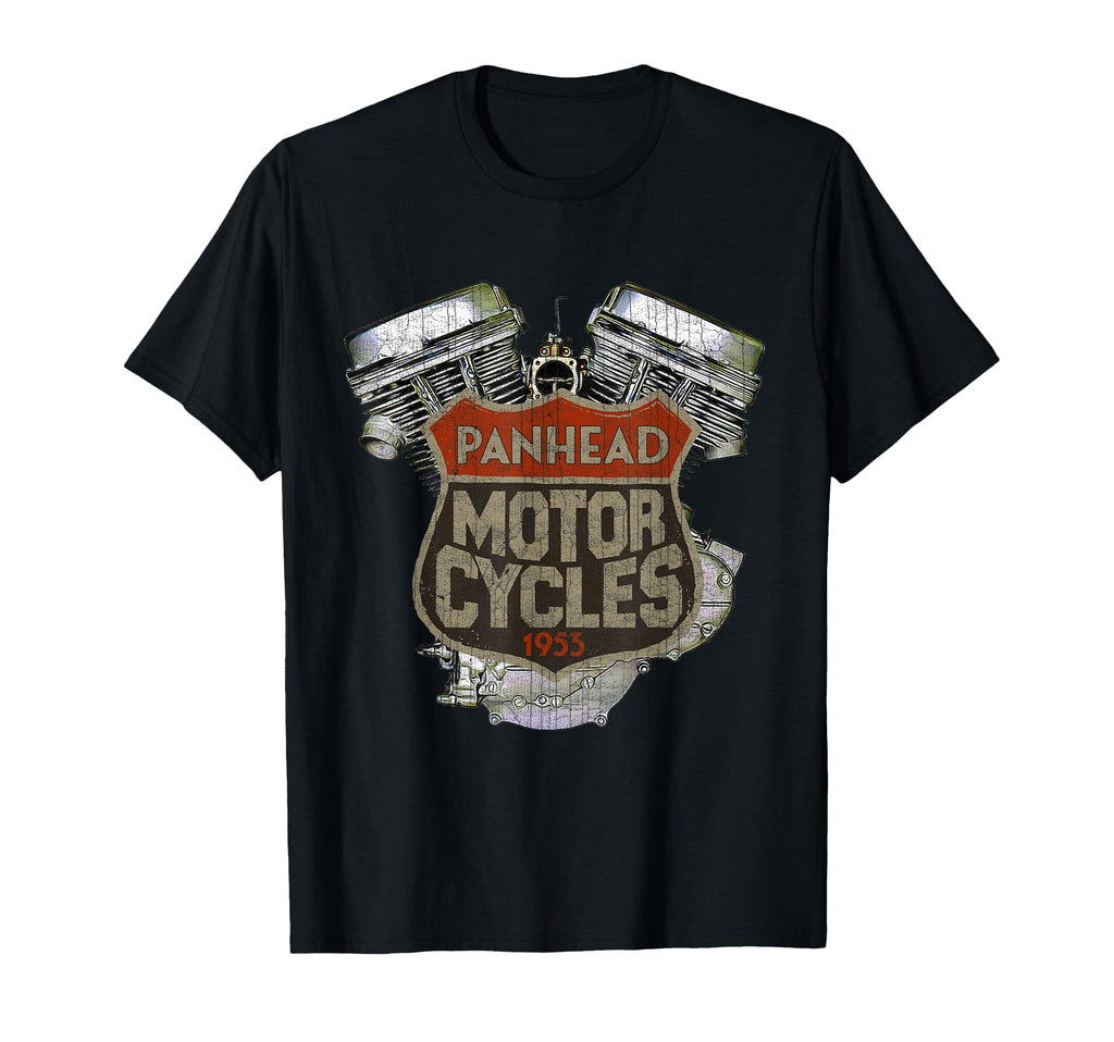1953 Panhead Motorcycle Distressed T-Shirt - Fun Novelty Design for Adults - T-Shirt, Sweatshirt, Hoodie