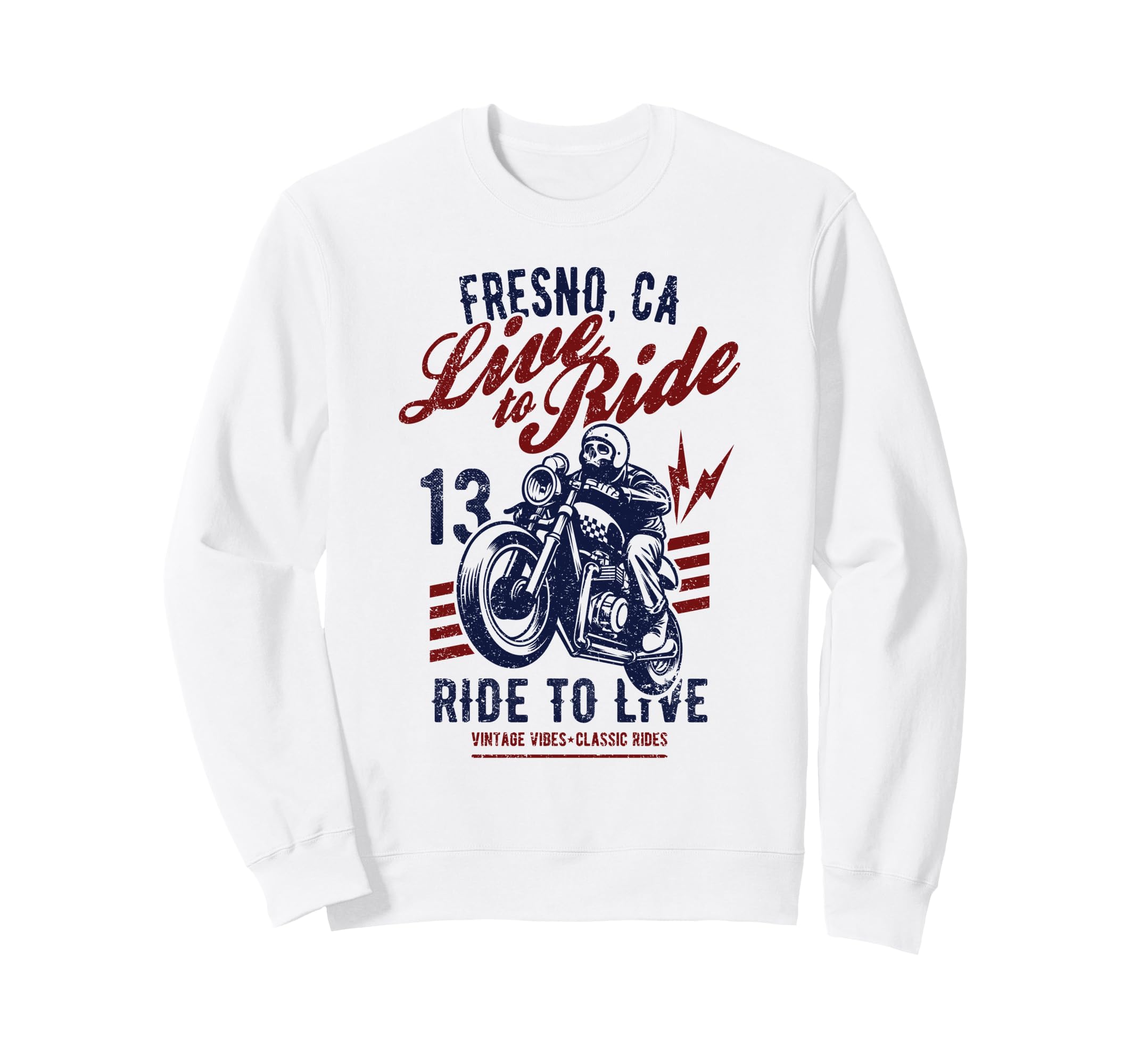 Fresno California Motorcycle Skull Sweatshirt - Trendy Graphic Men Women - T-Shirt, Sweatshirt, Hoodie