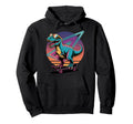 Synthwave Skateboard T Rex Hoodie - Novelty Apparel Men Women - T-Shirt, Sweatshirt, Hoodie