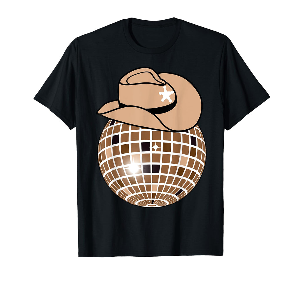 Cowboy Hat Disco Ball Light Brown T-Shirt - Custom Art Print Men Women - T-Shirt, Sweatshirt, Hoodie