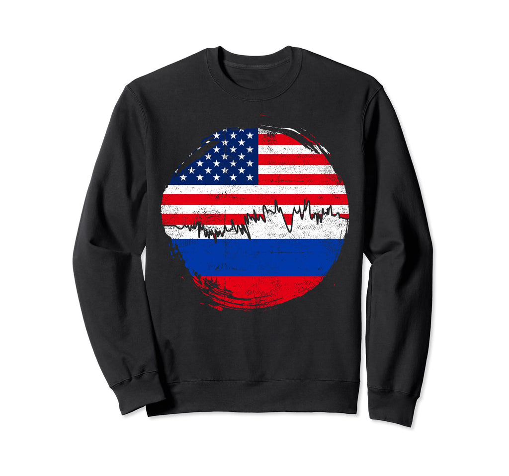 Russian American Flag Roots Sweatshirt - Casual Everyday Wear Unisex - T-Shirt, Sweatshirt, Hoodie