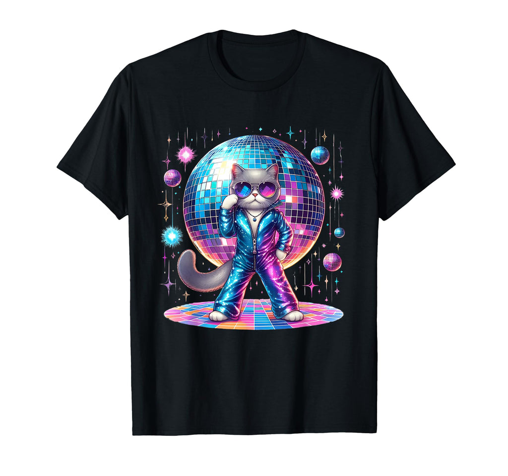 Dancing Cat Disco Ball Kitten Kitty T-Shirt - Aesthetic Graphic for Adults - T-Shirt, Sweatshirt, Hoodie