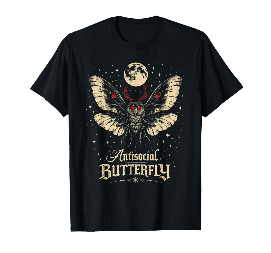 Mothman Anti Social Funny Butterfly T-Shirt - Minimalist Print Men Women - T-Shirt, Sweatshirt, Hoodie