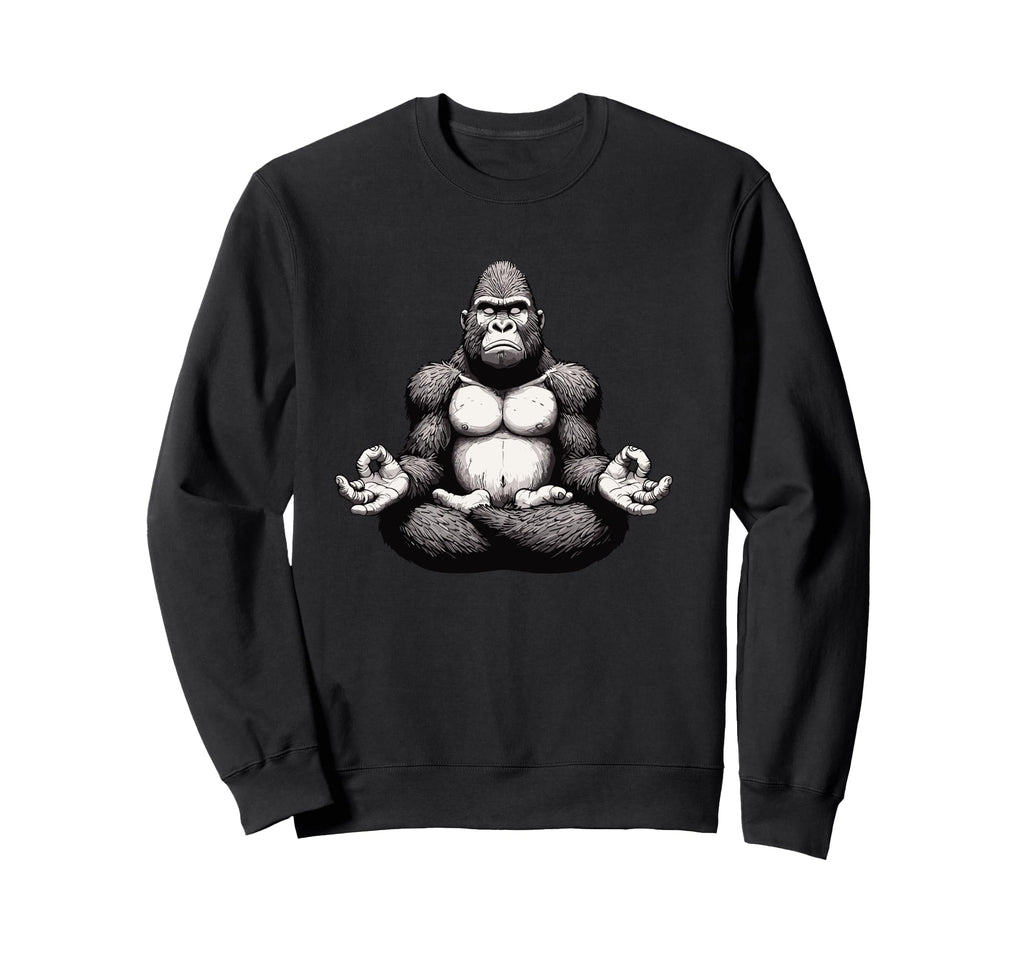 Meditation Gorilla Yoga Pose Sweatshirt - Fun Novelty Design for Adults - T-Shirt, Sweatshirt, Hoodie