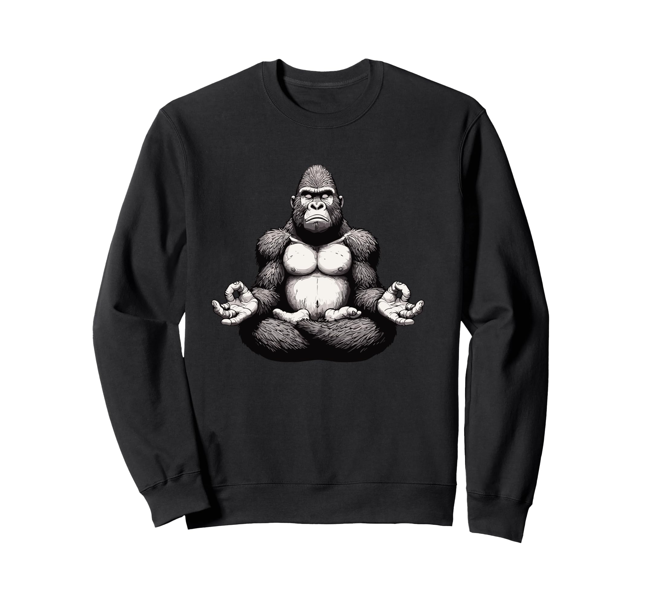 Meditation Gorilla Yoga Pose Sweatshirt - Fun Novelty Design for Adults - T-Shirt, Sweatshirt, Hoodie