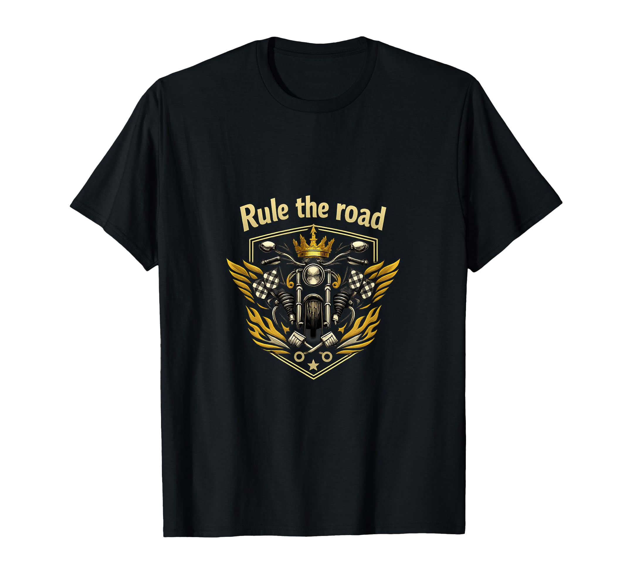 Rule Road Biker Badge Crowned T-Shirt - Casual Everyday Wear Unisex - T-Shirt, Sweatshirt, Hoodie