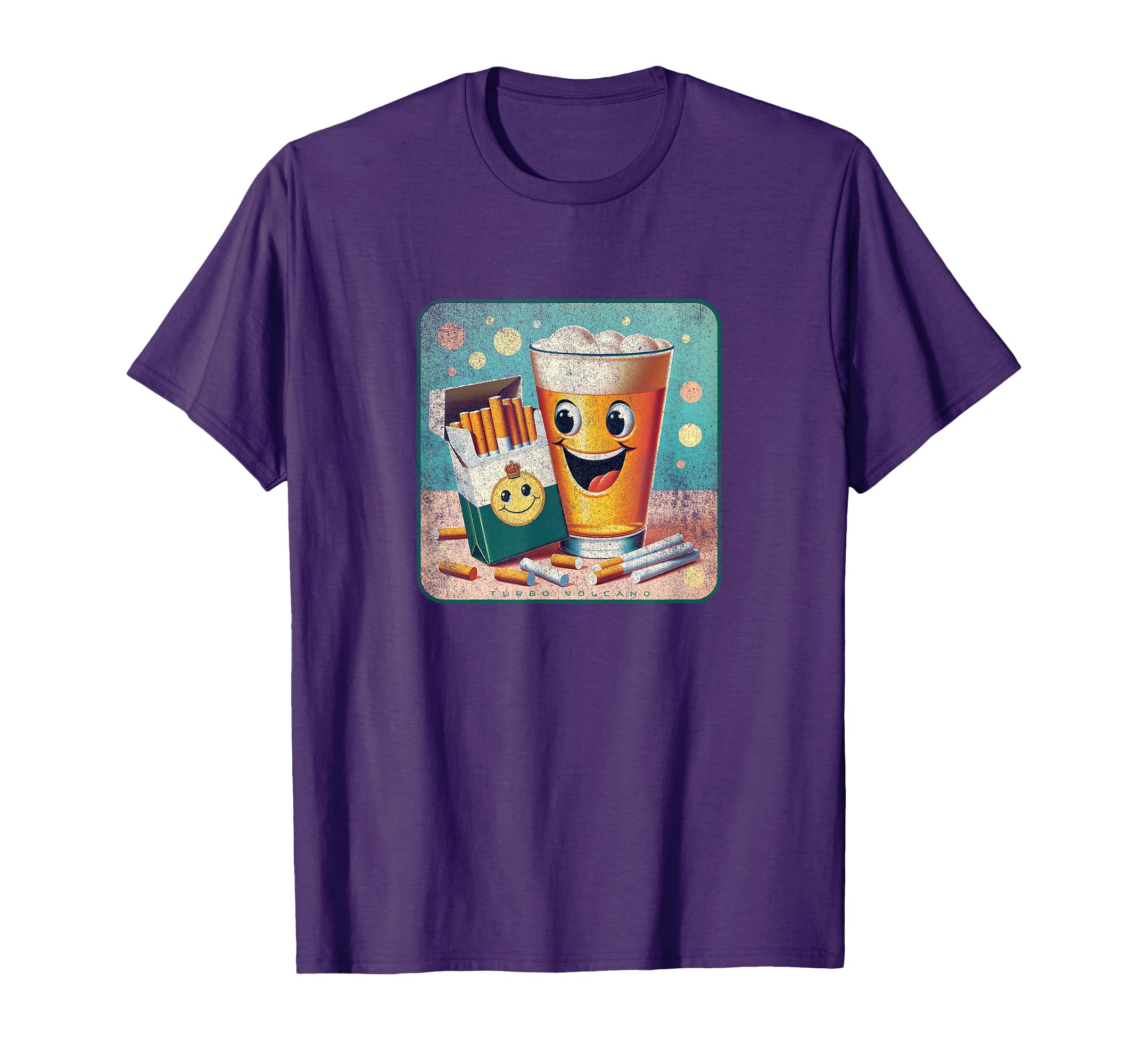 Happy Beer And Cigarettes Advertising T-Shirt - Minimalist Print Unisex - T-Shirt, Sweatshirt, Hoodie