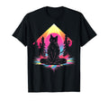 Synthwave Cat Samurai Mediation T-Shirt - Fun Novelty Design for Adults - T-Shirt, Sweatshirt, Hoodie